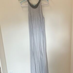 Elegant 120% Lino Gray Maxi Dress